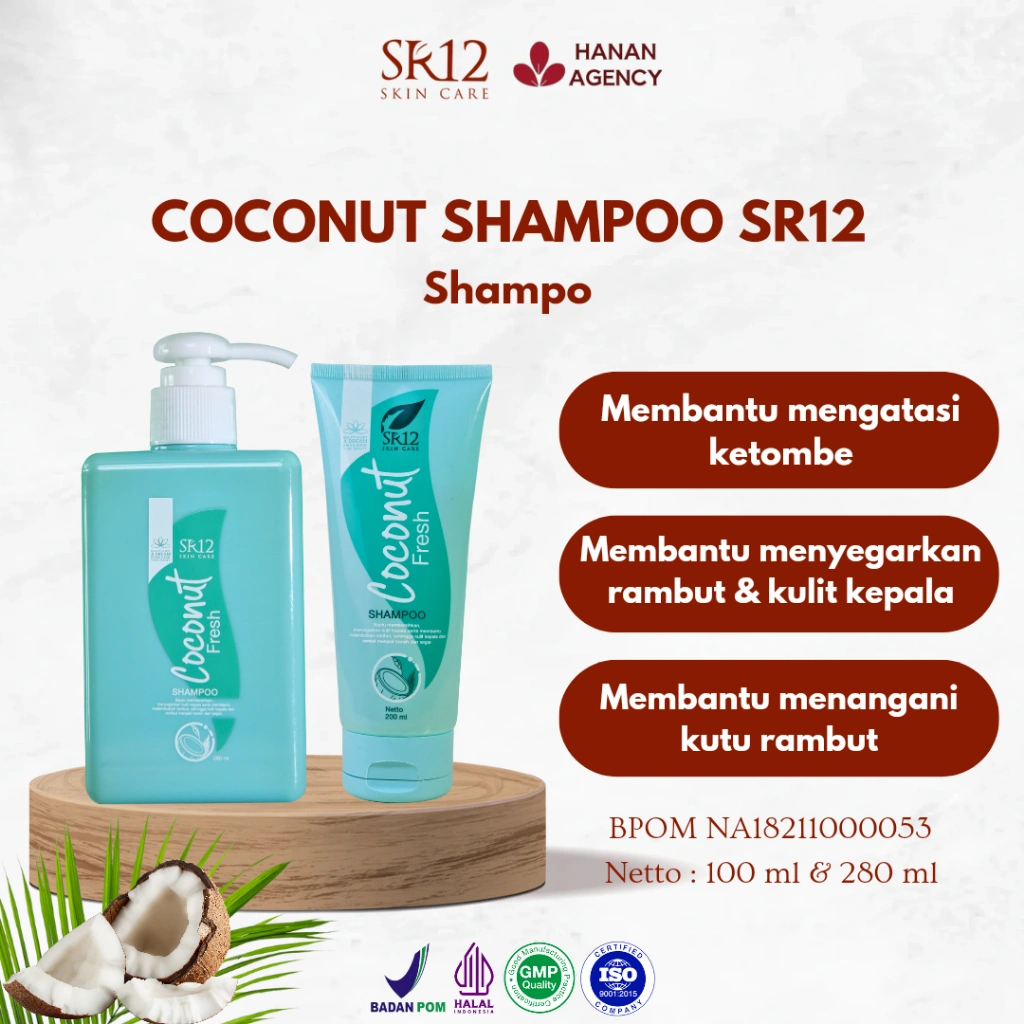 SR12 Coconut Fresh Shampoo Anti Dandruff Mengatasi Ketombe dan Rambut Rontok Memperkuat Akar Rambut