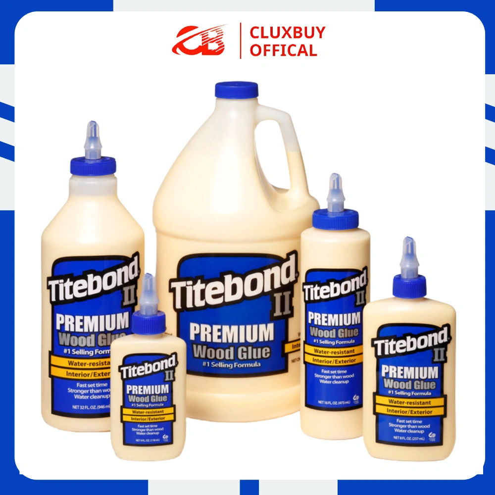 Lem kayu Titebond II asli Amerika, Lem kayu khusus untuk industri pertukangan dan produksi furnitur, dapat merekatkan kayu pada berbagai jenis permukaan.