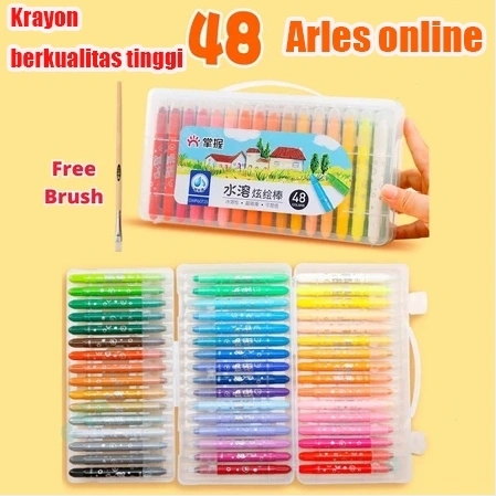 Silky Crayon Grasp 12 / 24 / 36 / 48 Warna Besar / Sedang / Kecil Crayon Licin Watercolori