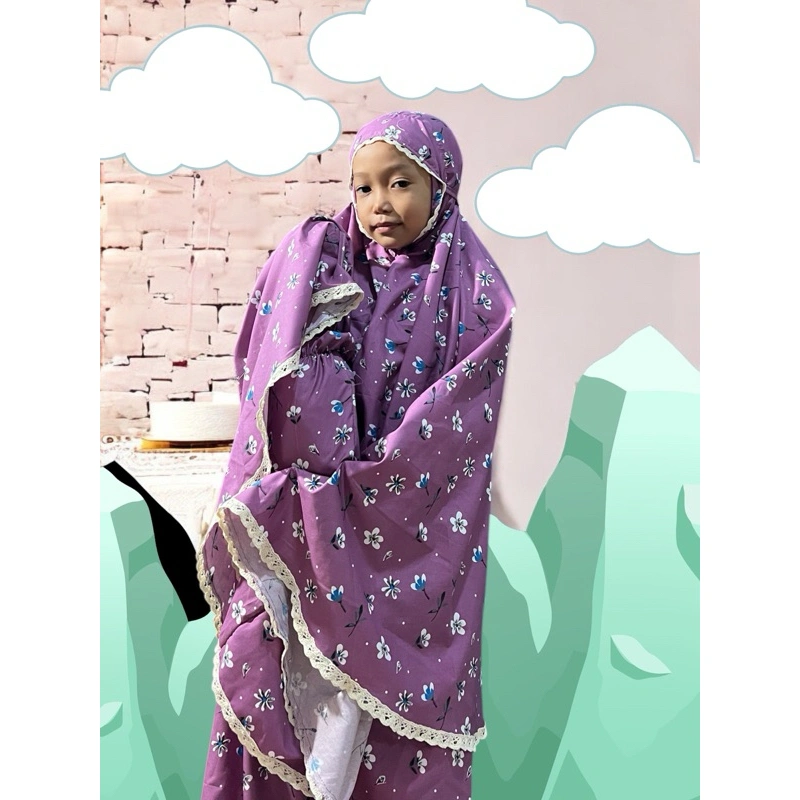 Mukena Anak terbaru 2 in 1 Balqish series katun bunga mukena anak sd