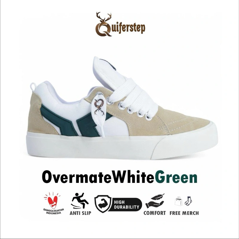 Quiferstep - Sepatu Sneakers Gemuk Kasual Unisex White Green Overmate 36-44 Spatu Gendut Skate Pria Wanita