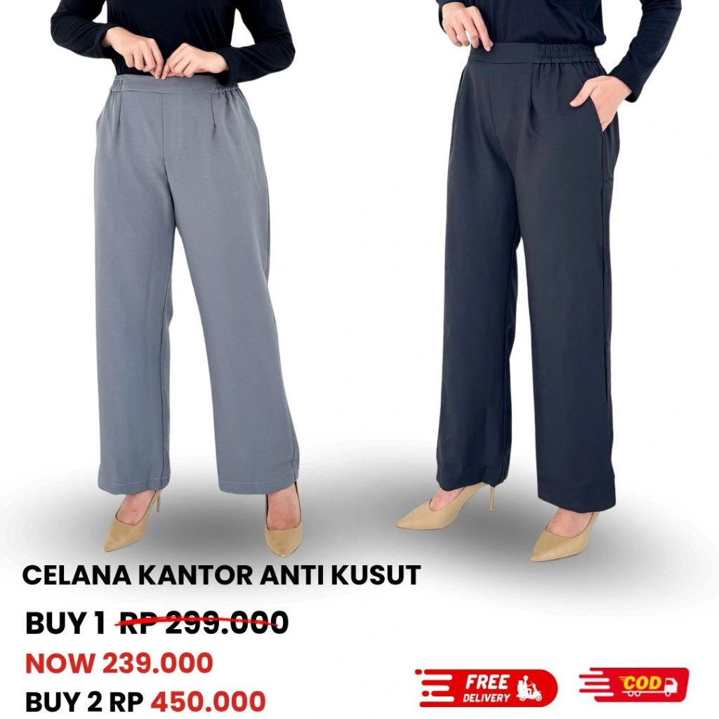 Celana panjang Wanita Kain Formal Office Kantor Jumbo Bigsize fit XXL 36 Pinggang Karet Lezahrasignature Longpant Office Azkia
