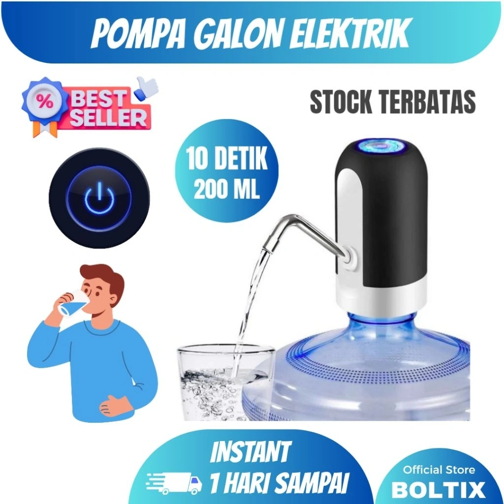BOLTIX Pompa Galon Elektrik Otomatis – Dispenser Air USB Charge
