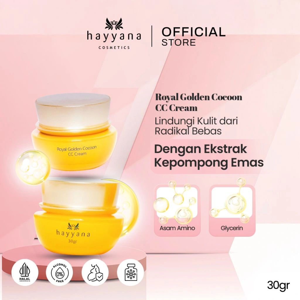 HAYYANA Royal Golden CC Cream - Alas bedak/Foundation. Mencerahkan dan Menjadikan kulit wajah lebih Flawless dan Glowing