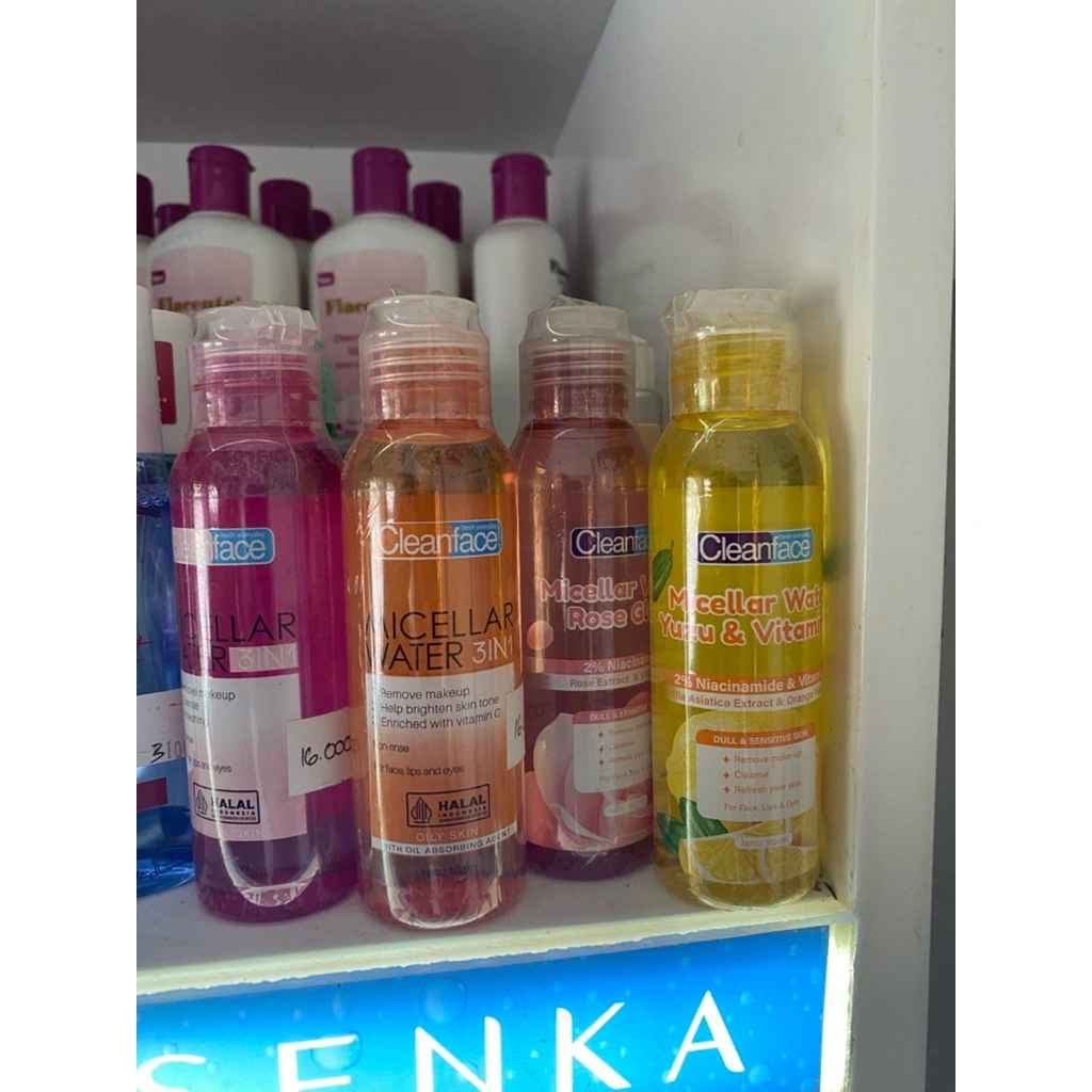 CLEANFACE Purbasari Micellar Water 3in1 Normal / Oily Skin 100ml / Rose Water / Sakura/ Yuzu