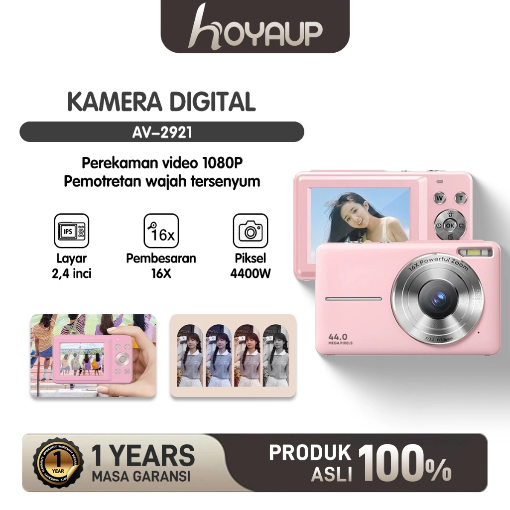 HOYAUP-32g Kamera Digital Pocket Cam 44mp 8x 1080p Digicam Kamera Murah Digital Camera Mini Kamera Original Full Set