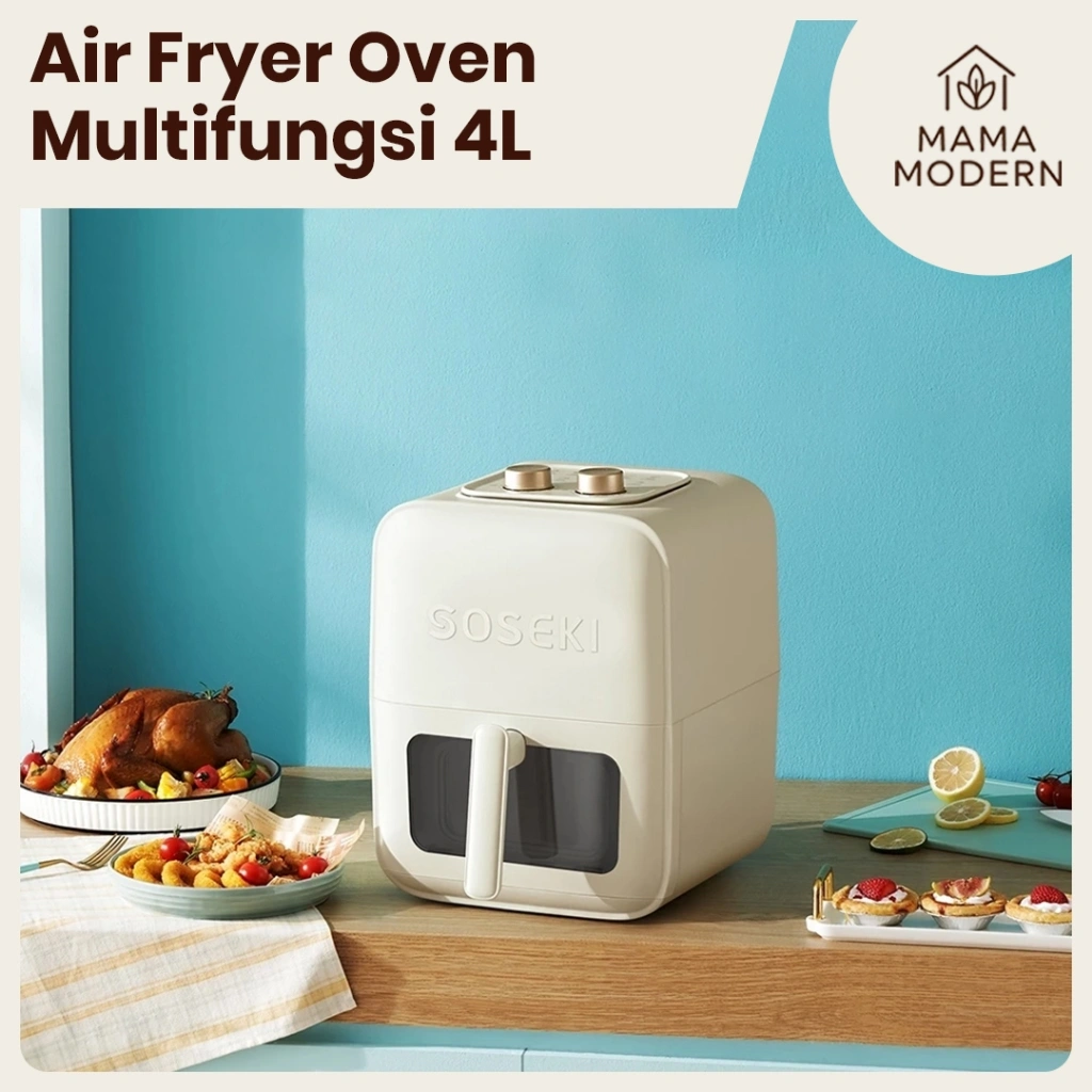 SOSEKI Air Fryer 4L Transparan Visual Window Low Watt Menggoreng Tanpa Minyak Multifungsi 800/1500W