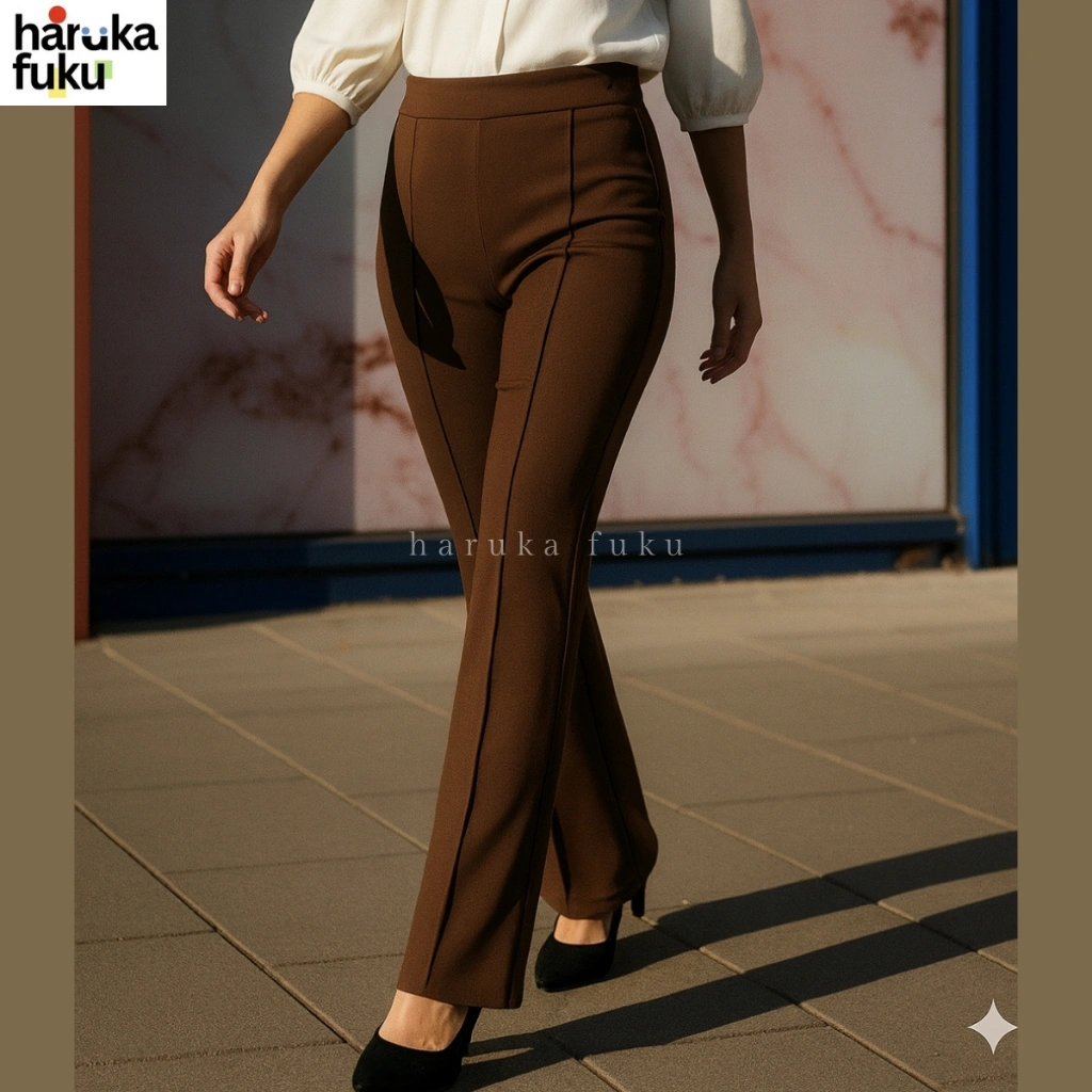 Celana Panjang Wanita HIGHWAIST Scuba Premium Anti Kusut