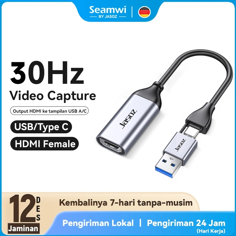 Seamwi Video Capture Card HDMI 4K Type C USB 3.0 to HDMI Adapter