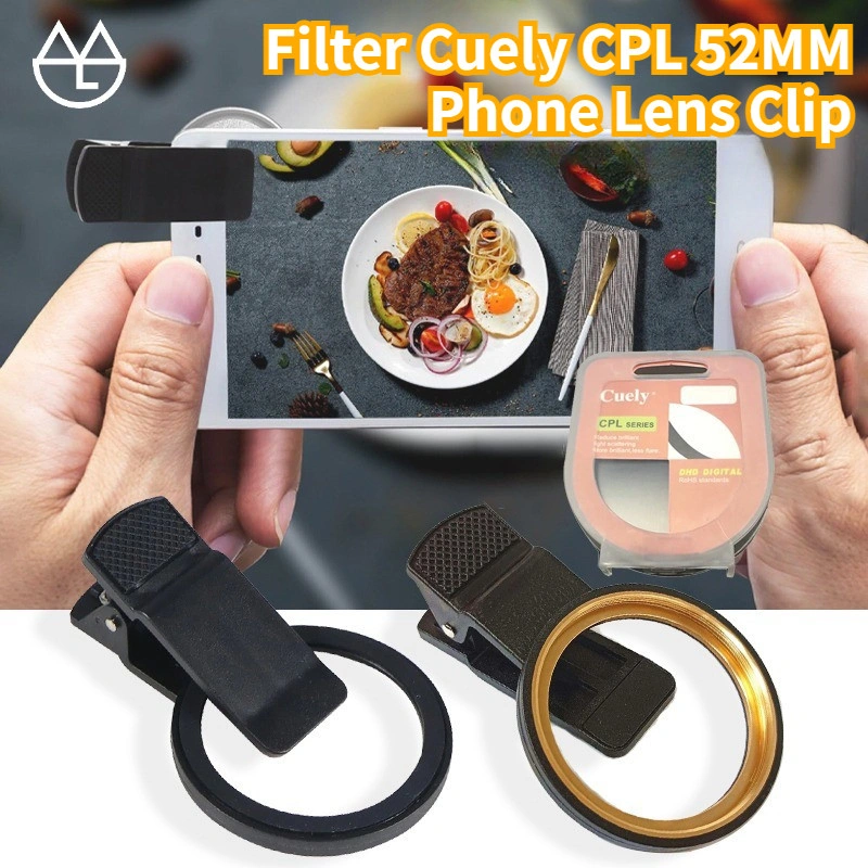 Mobile Phone Camera Lens Clip Universal Aluminum Alloy Thread for All Smartphones UV CPL ND Lens Adapter Filter Ring Mount Filter Cuely CPL 52MM