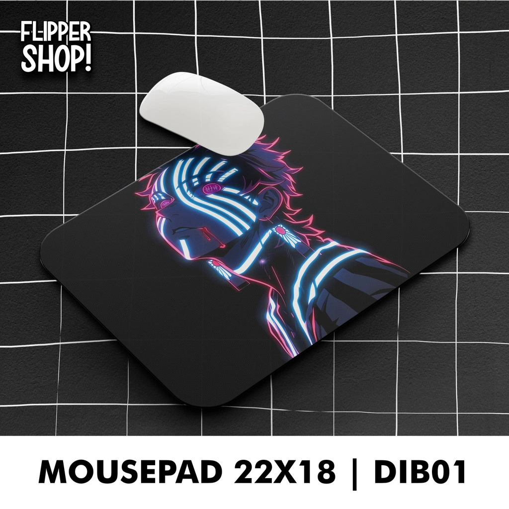 Mousepad Flipper Motif Demon Slayer Iblis Bulan Atas Akaza Douma Anime - Anti Slip Premium 18x22