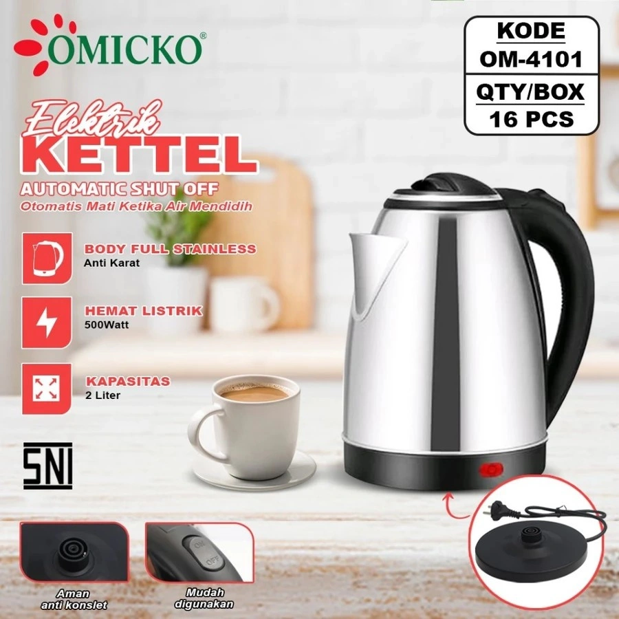 *(AJ) BMW Teko Listrik /Teko Kettle Electric Teko Listrik 2 Liter 400 Watt Stainless Steel