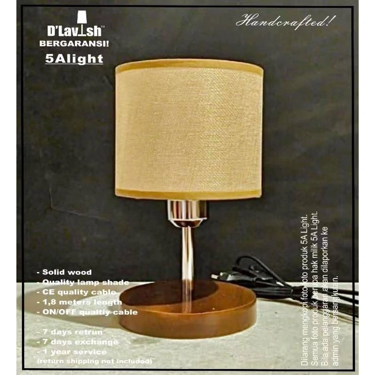 Bali Cute WOOD Brown - Lampu Meja Hias Nakas/Lampu Tidur/Lampu Malam