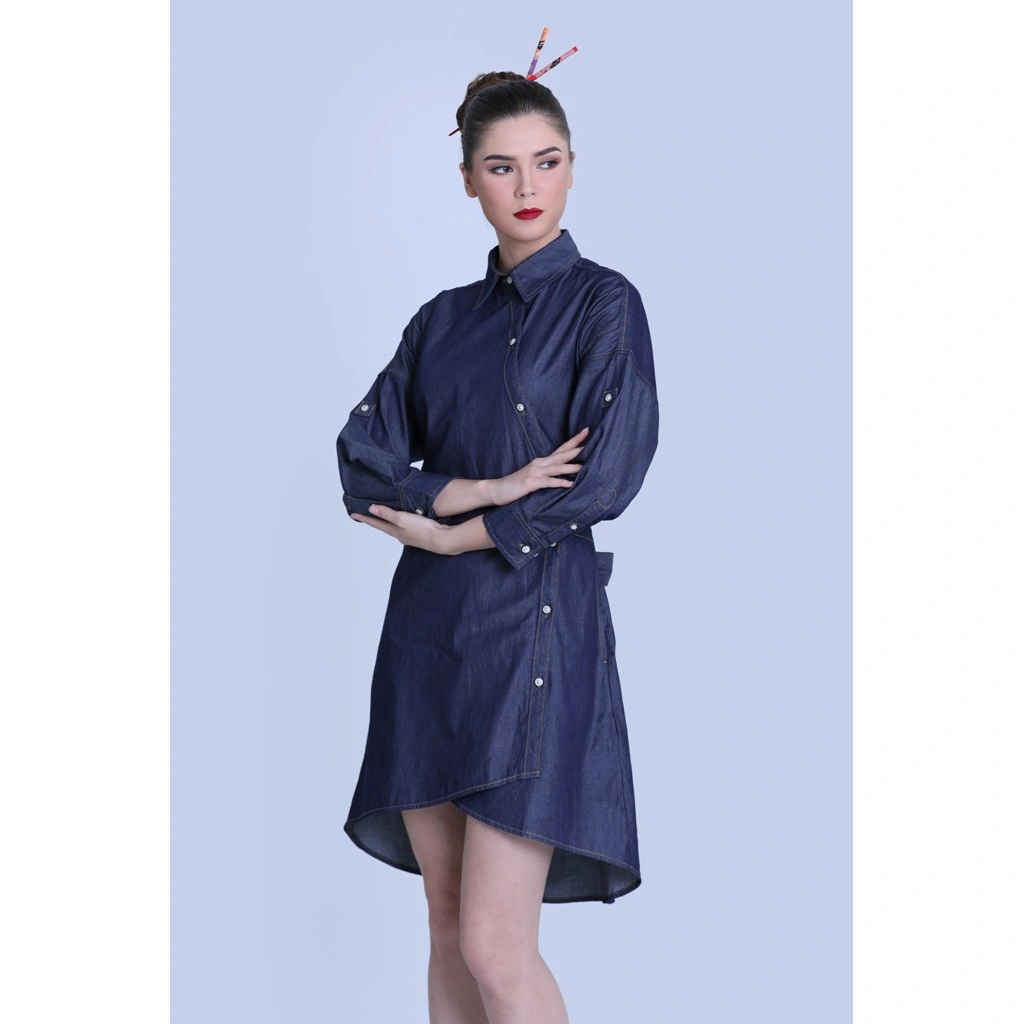 Miyoshi Jeans MY18DR113SP. Dark Blue Denim Mini Dress