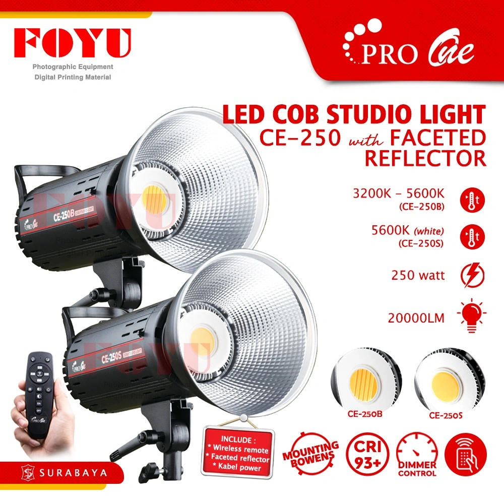 Professional LED COB Lampu Foto Video Studio Light Continuous Pro One CE-250