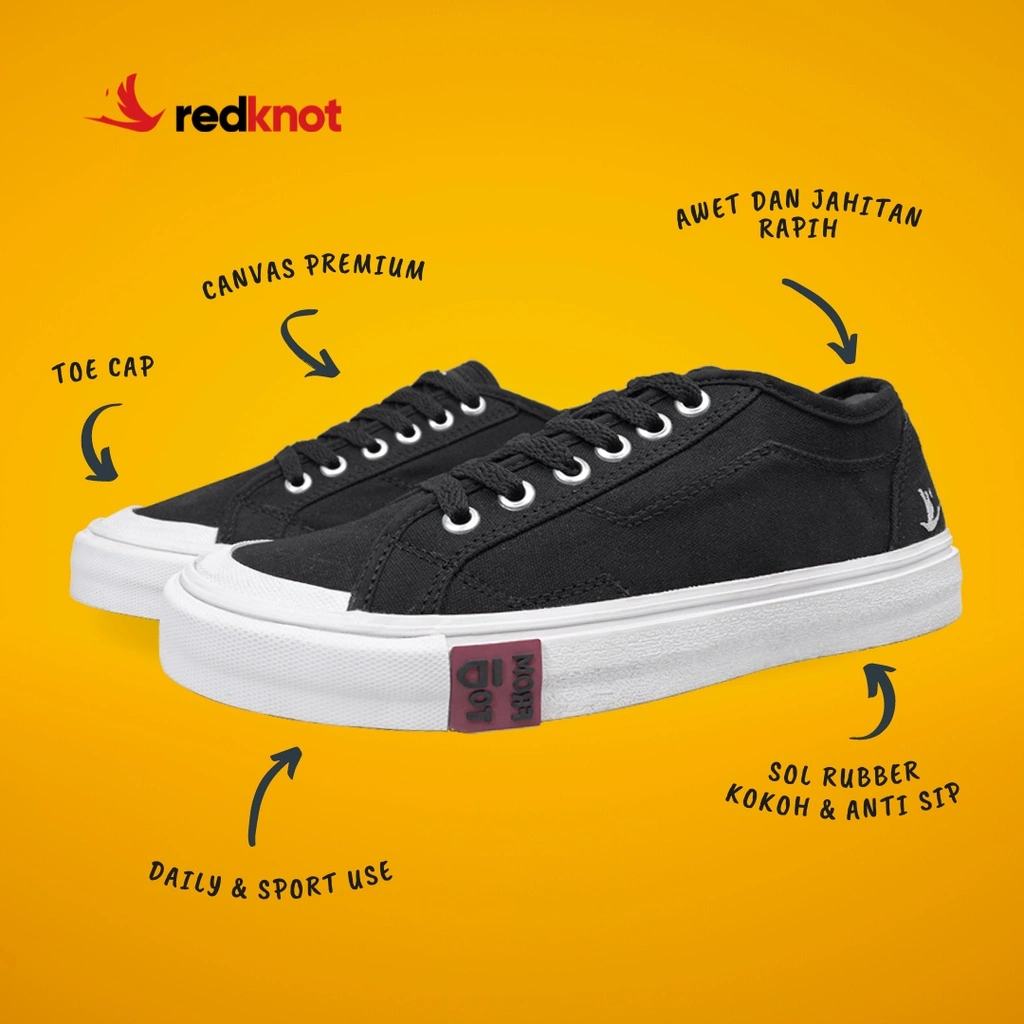 Redknot Aron Hitam Sepatu Sneakers Pria Murah Cocok Untuk Skateboard