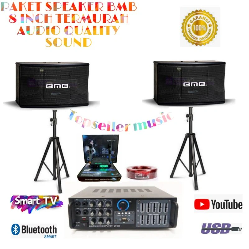 PAKET SOUND SYSTEM KARAOKE BMB BLUETOOTH USB SD CARD PAKET BMB ORIGINAL GARANSI