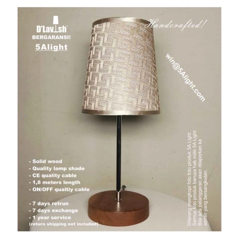 Bali Wood Motif F - Lampu Meja Hias/Tidur/Nakas