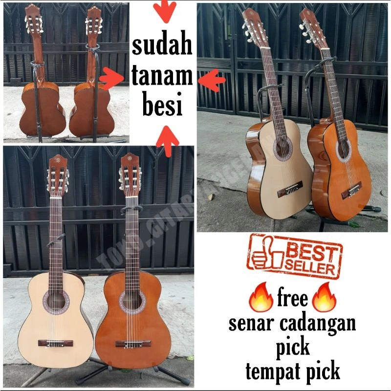 gitar akustik klasik yamaha senar nilon ukuran 3/4 neck tanam besi
