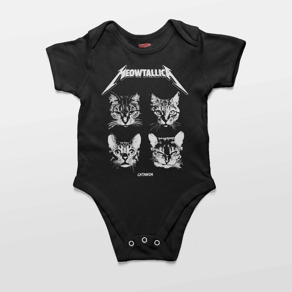 Baju Jumper Bayi Motif Band MEOWTALLICA Baby Onesie