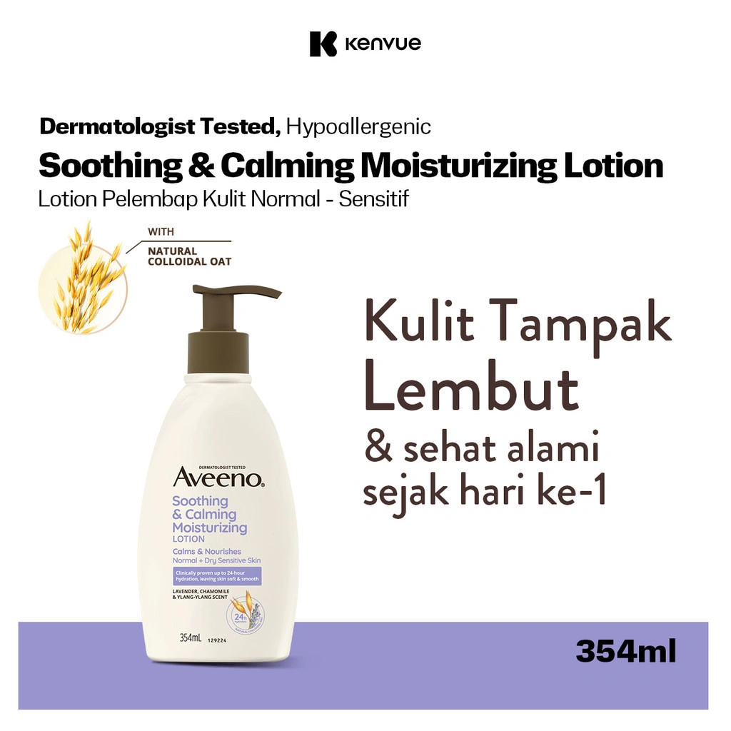 AVEENO Soothing & Calming Moisturizing Lotion 354 ml - Losion Melembapkan Kulit hingga 24 Jam dengan Natural Colloidal Oat