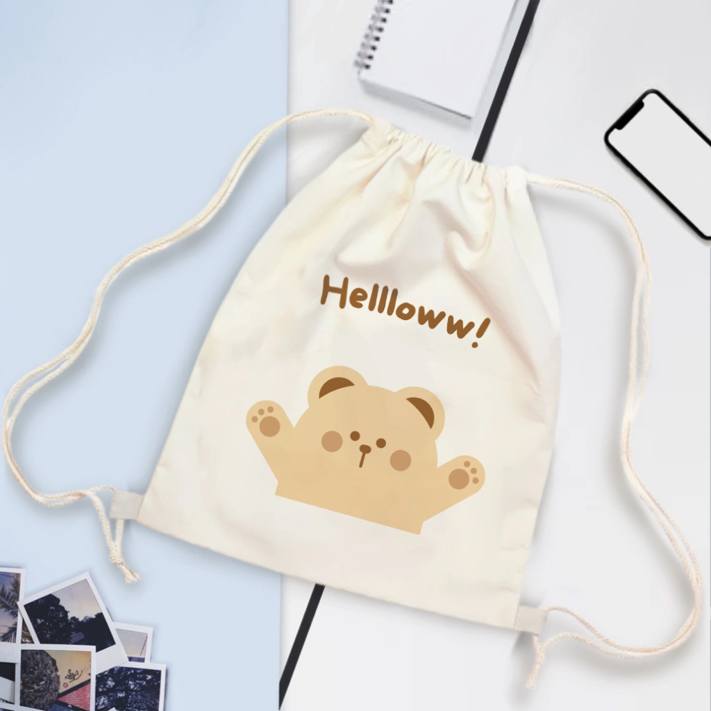 Tas Serut Kanvas Motif PET/ String Bag