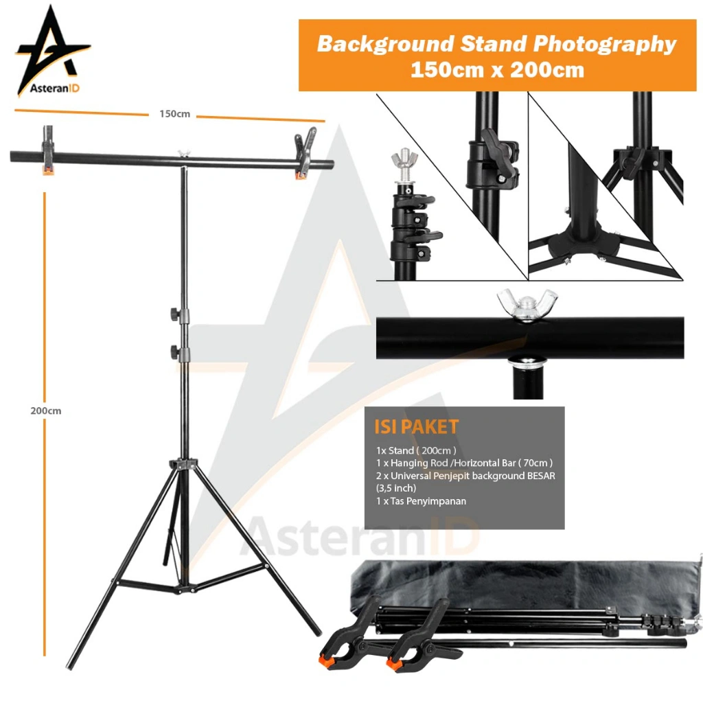 Background Stand Studio Foto Stand Background Backdrop Photography T-Shape 150x200cm Plus Clamp Clip Accessories Camera