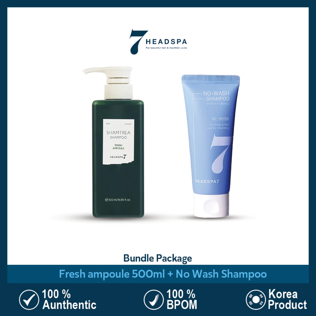 HEADSPA7 Bundle Package - Dry Shampoo Fresh Liquid Type 100ml + Anti Ketombe Ampoule Shampoo 740ml