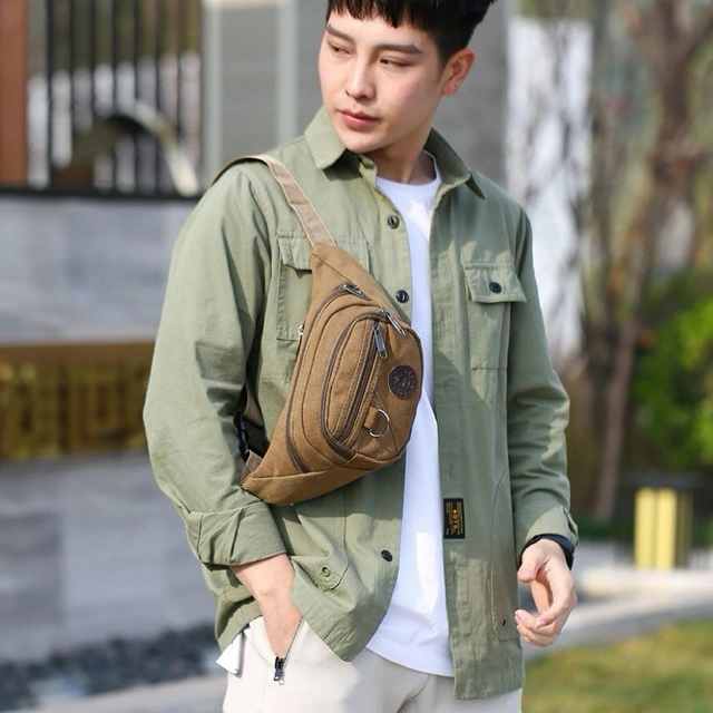 Tas pinggang kanvas tebal pria / sling bag / waistbag import A-series