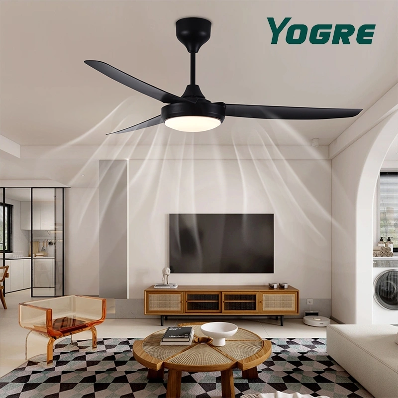 YOGRE Lampu kipas 56 inci Lampu kipas angin gantung plafon LED 2in1 3 warna 6 kecepatan meja makan kamar tidur balkon lampu kipas