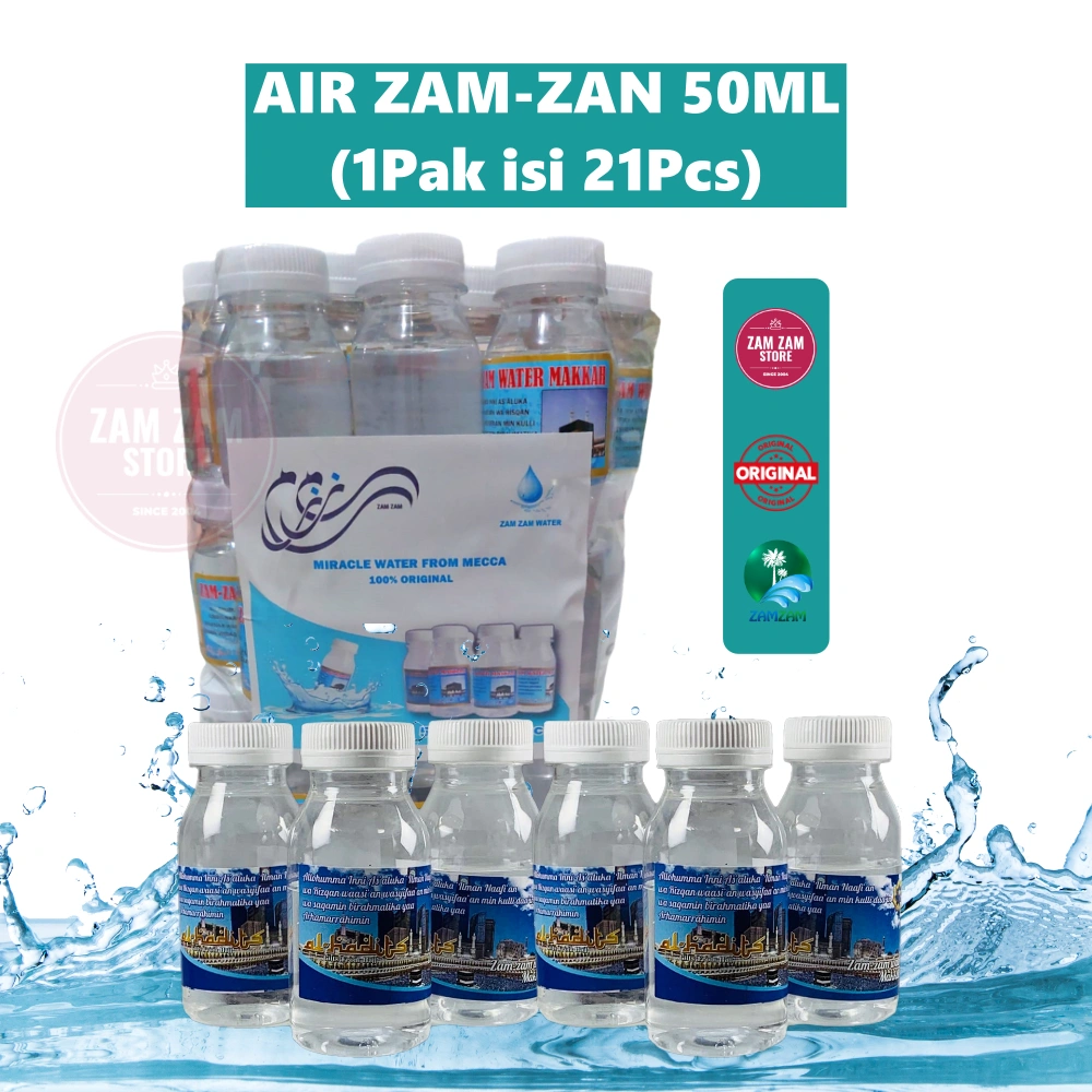 Air zam zam 50ml 1pak isi 10-100pcs | original oleh oleh haji dan umroh