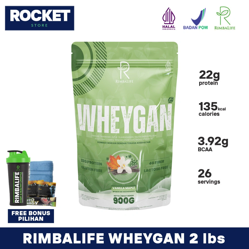 RIMBALIFE Rimba Wheygan 2 lbs 900 gram Vegan Plant-based Protein Nabati - Whey Gan