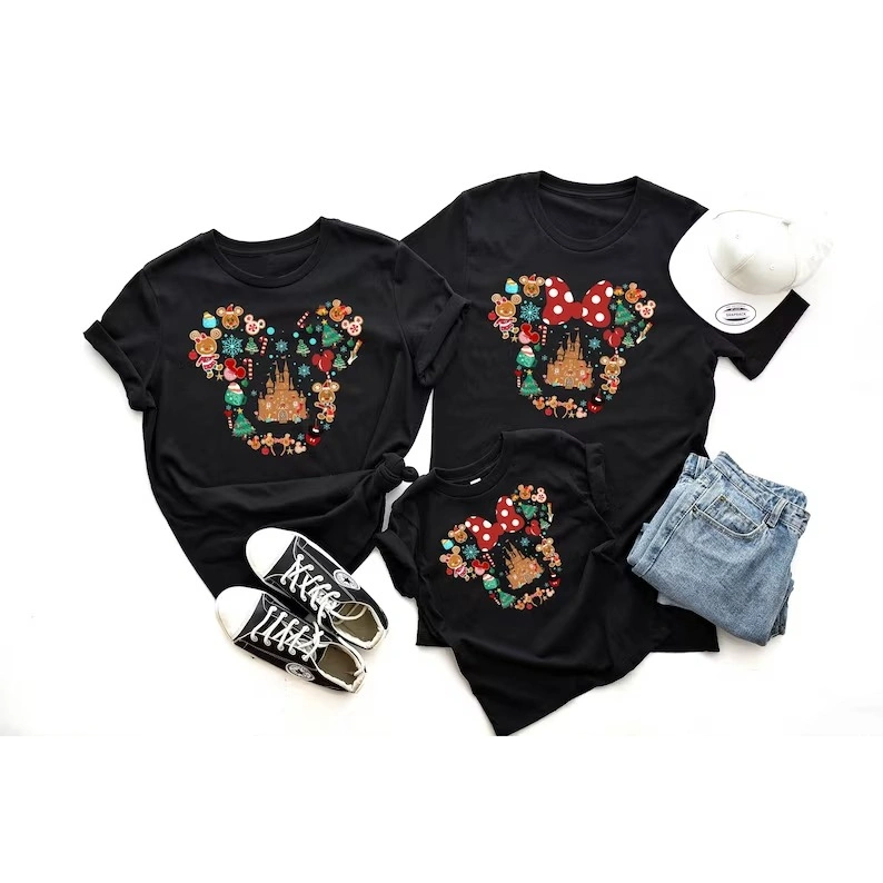 Herlin Collection-Kaos dan Jumper Couple Keluarga Christmas/Natal Mic*key Min*nie Ginger Cake- Kaos anak dan dewasa