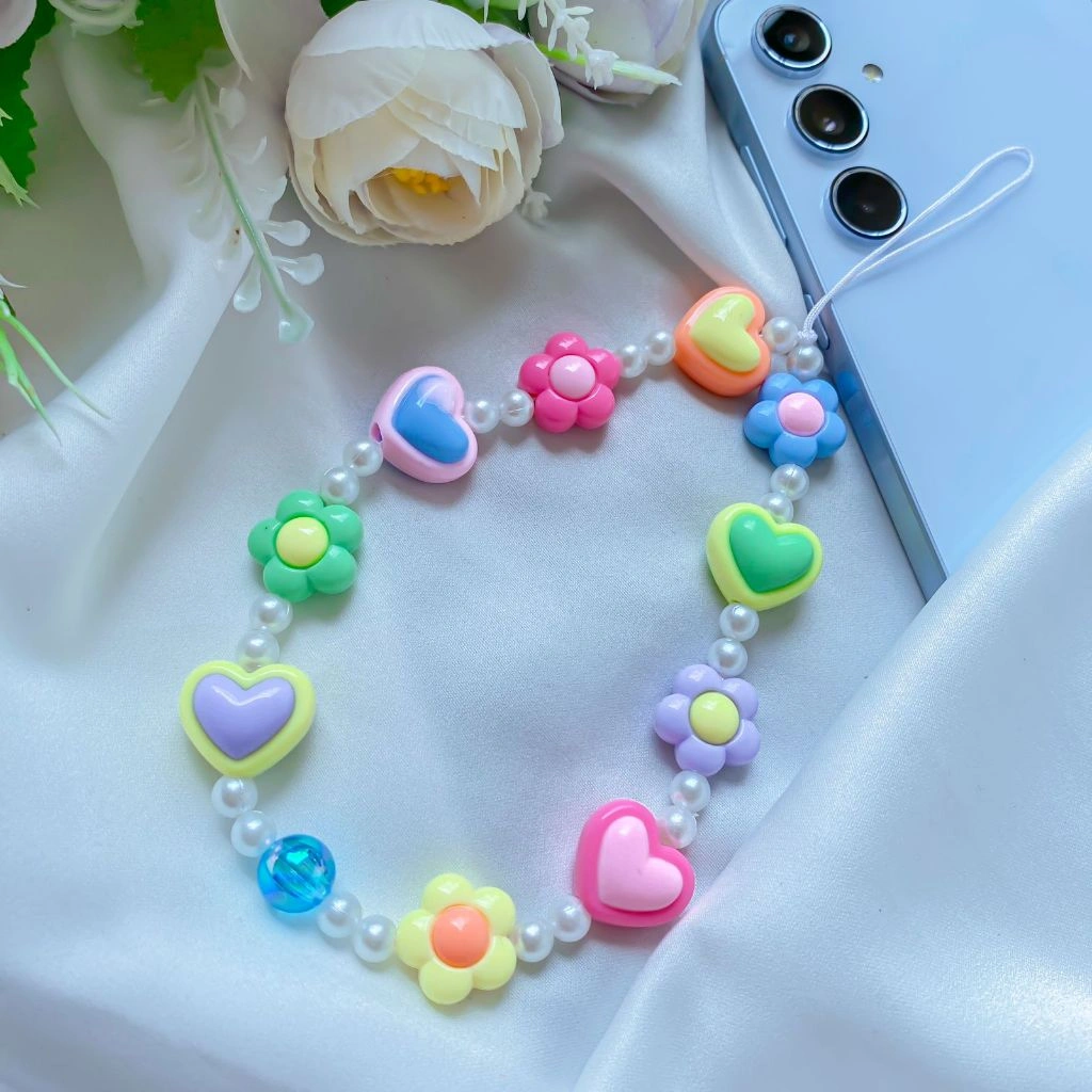 gantungan hp/strap hp manik manik love warna
