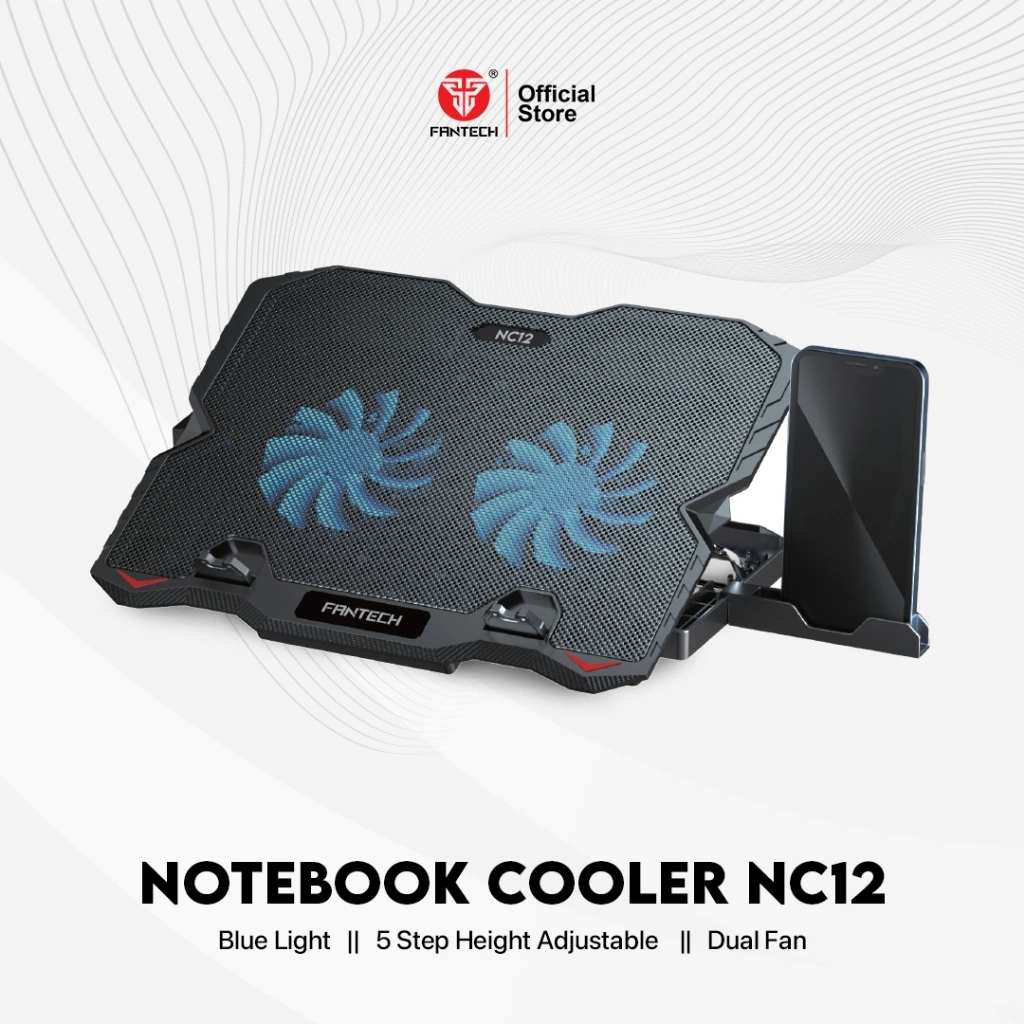 Fantech Cooling Pad RGB Laptop Cooler 2 Fan & 5 Fan NC20/NC11/NC12/NC13 Kipas Pendingin Laptop, Desain RGB Stylish & Efektif
