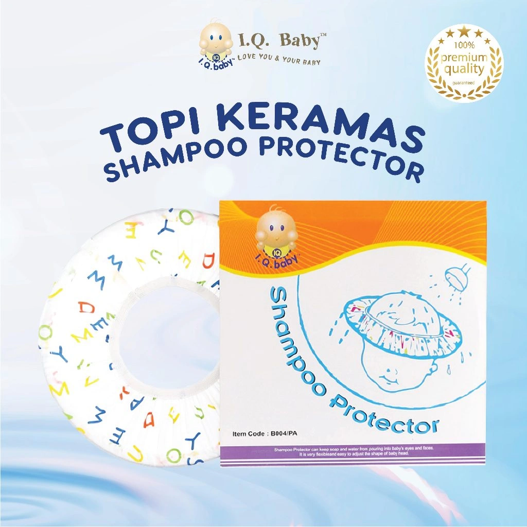 I.Q. BABY Topi Keramas Anak Bayi & Balita | Baby Shower Cap | Peralatan Mandi Anak | Pelindung Shampoo Mandi Rambut | Shampoo Protector