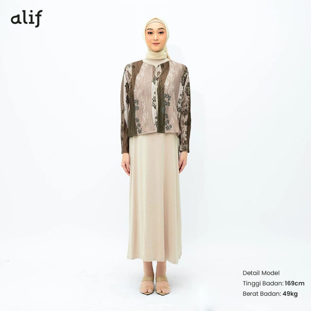 Alif Modern Wear - Cardigan Pleats Plisket Motif - Coca Mocha