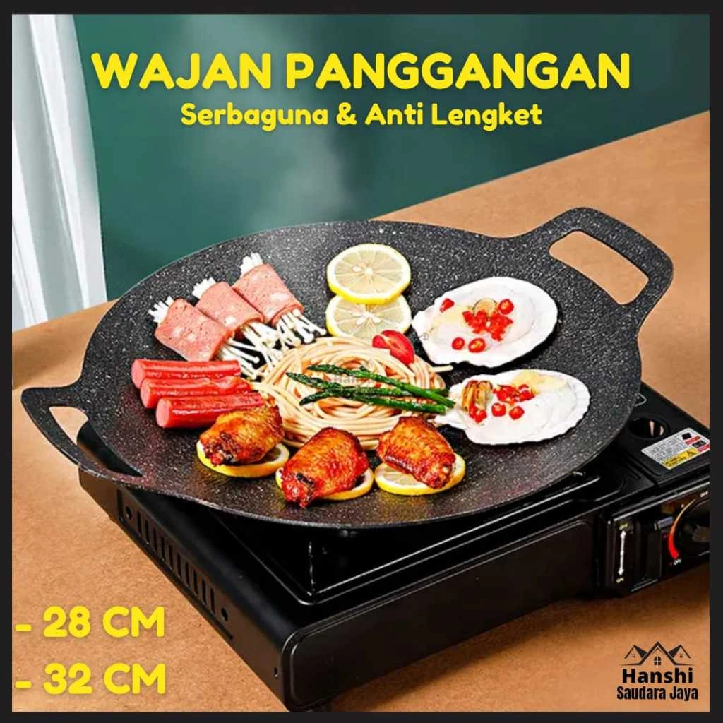 Wajan Panggangan BBQ Grill Pan Korean Wajan Bulat Anti Lengket Serbaguna