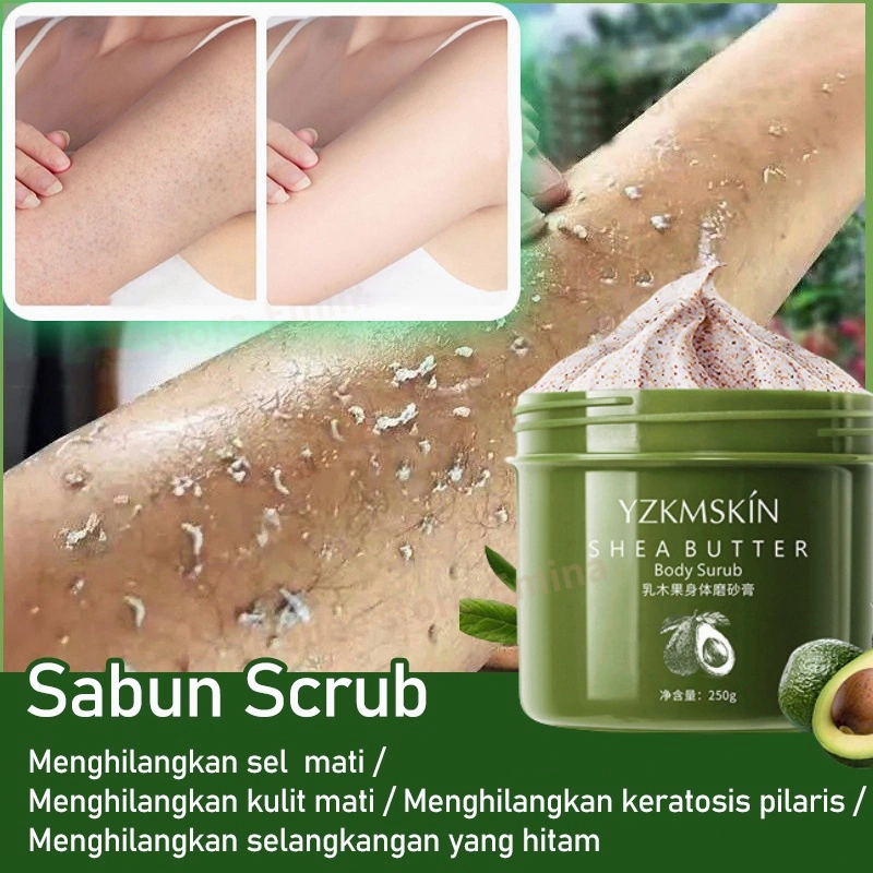 Body Scrub Cream Whitening Lulur Tubuh 250g Lulur pemutih Scrub badan 7 Days Quickly Remove Dead Skin Alami Exfoliating Whitening Cerah Mengelupas Krim Deep Exfoliating Chicken Skin Whitening Cream