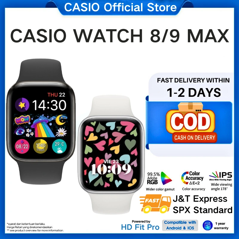 CASIO Watch 9 Pro Max Smartwatch Series 9 2.1" HD Touch Screen Bluetooth Call Custom Wallpaper Jam Tangan Pria Heart Rate Monitor Blood Oxygen Monitoring Jam Tangan Wanita Waterproof Sport Watch Jam Pintar Smartwatch Wanita Pria
