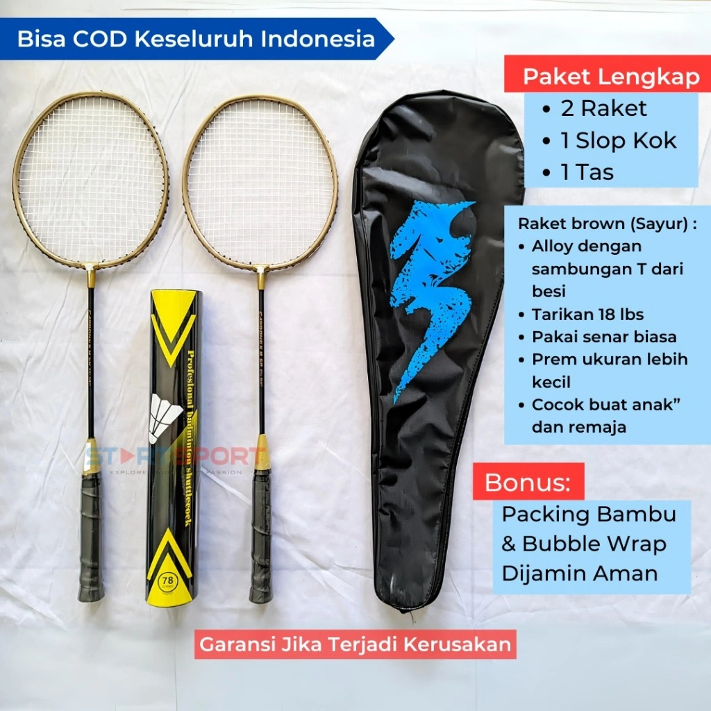 Set Raket Badminton Bulutangkis Anak Isi 2 Free Shuttlecock Tas
