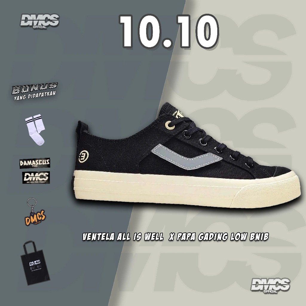 SEPATU VENTELA x EVIL X GADING ALL IS WELL LOW ORIGINAL INDONESIA COD MEDAN BLACK SOL TRANSPARAN