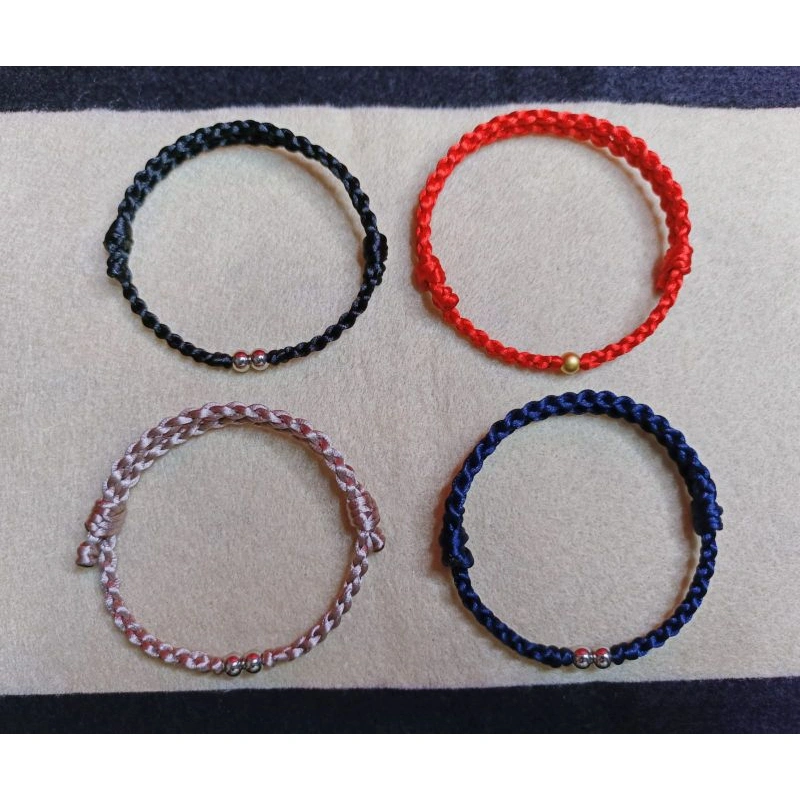 Gelang Tangan Tali Satin Simpul Kepang Pria Wanita manik Titanium Anti Karat M220