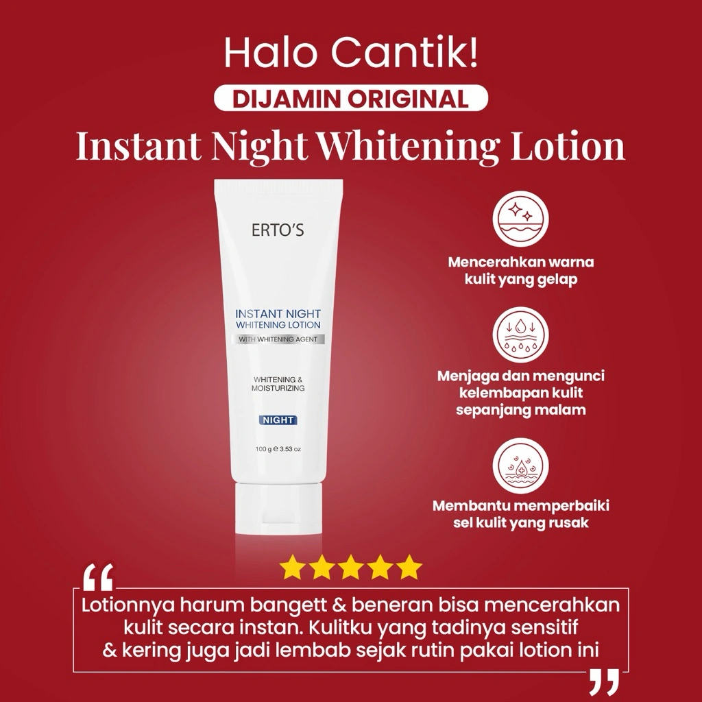 Erto's Instant Night Whitening Lotion / Body Lotion / NOURISHING / Brightening / Moisturizing /