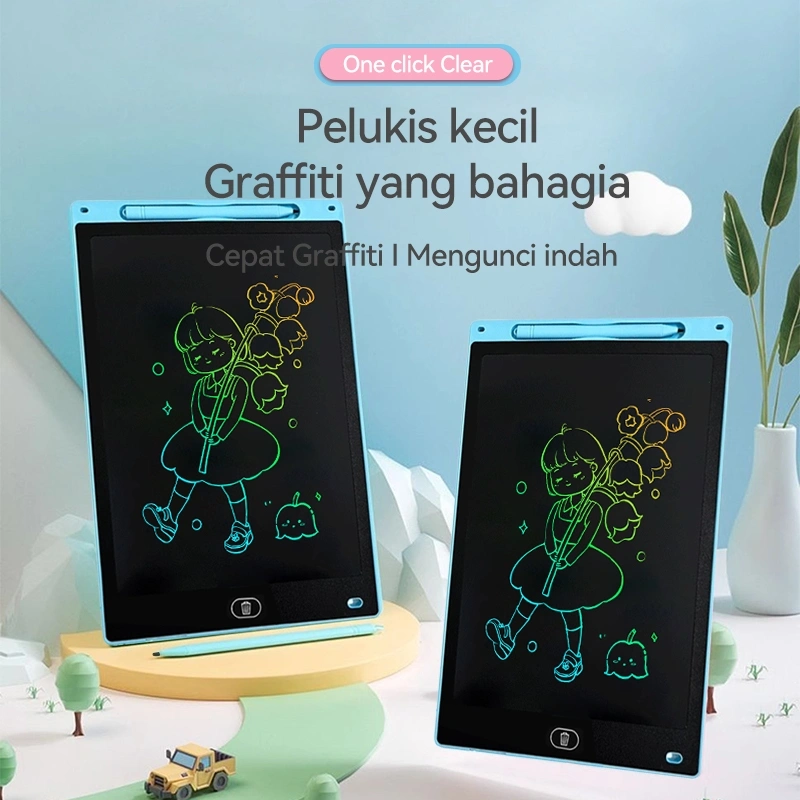 OLYPS LCD Writing Tablet Anak 12 inch Drawing Tablet Edukasi Mainan Bisa Hapus
