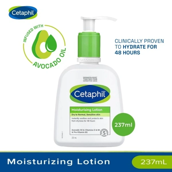 Cetaphil Moisturizing Lotion 237ml dengan Avocado Oil Pelembap Perawatan Tubuh untuk Kulit Kering, Berminyak, dan Sensitif