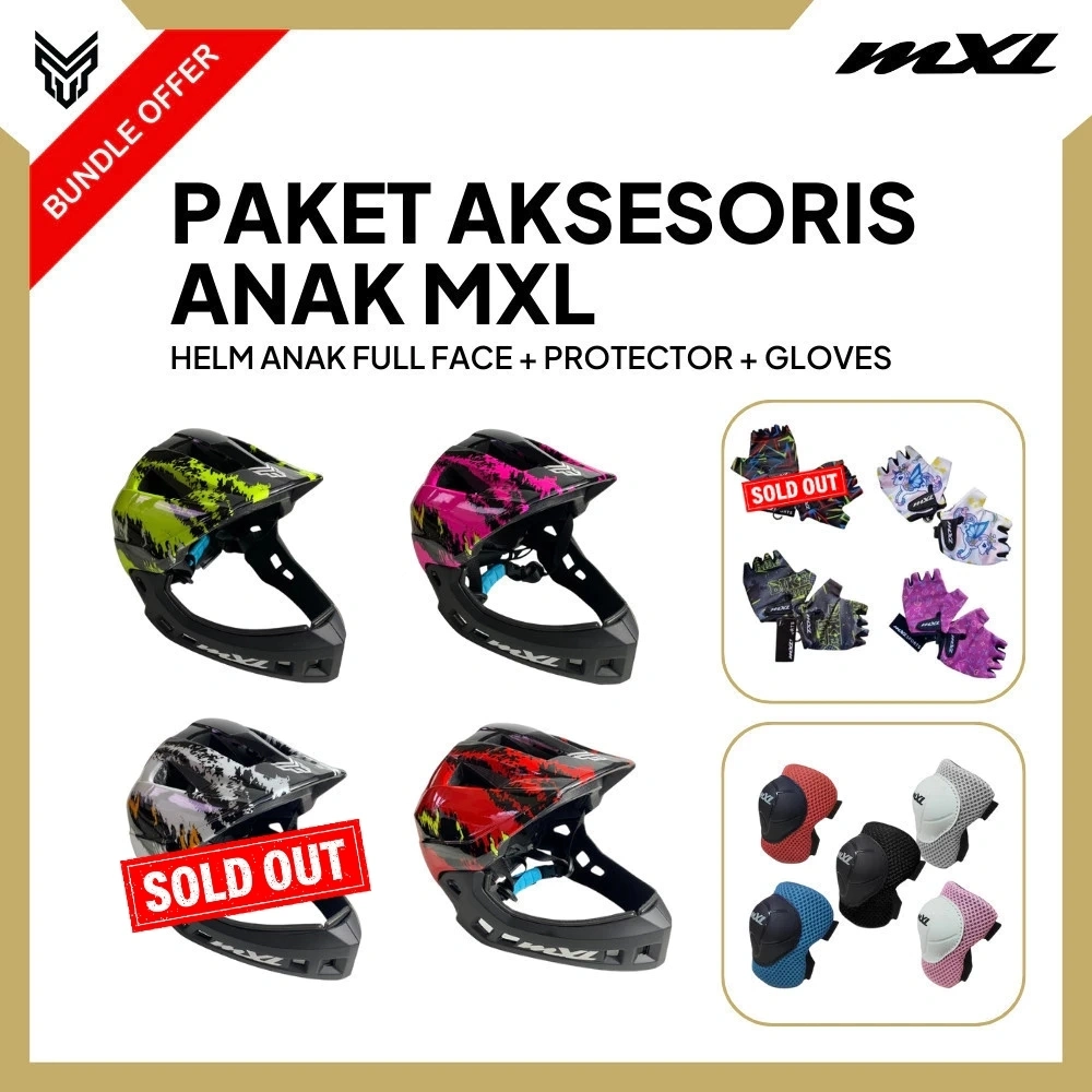 PAKET BUNDLING AKSESORIS ANAK HELM FULLFACE BIKE 2in1 KIDS HELMET DENGAN PELINDUNG LUTUT SIKU KIDS PROTECTOR DAN SARUNG TANGAN ANAK KIDS GLOVE UNTUK SEPEDA, SCOOTER, SKATEBOARD, SEPATU RODA, PUSH BIKE, BALANCE BIKE, INLINE SKATE, BMX