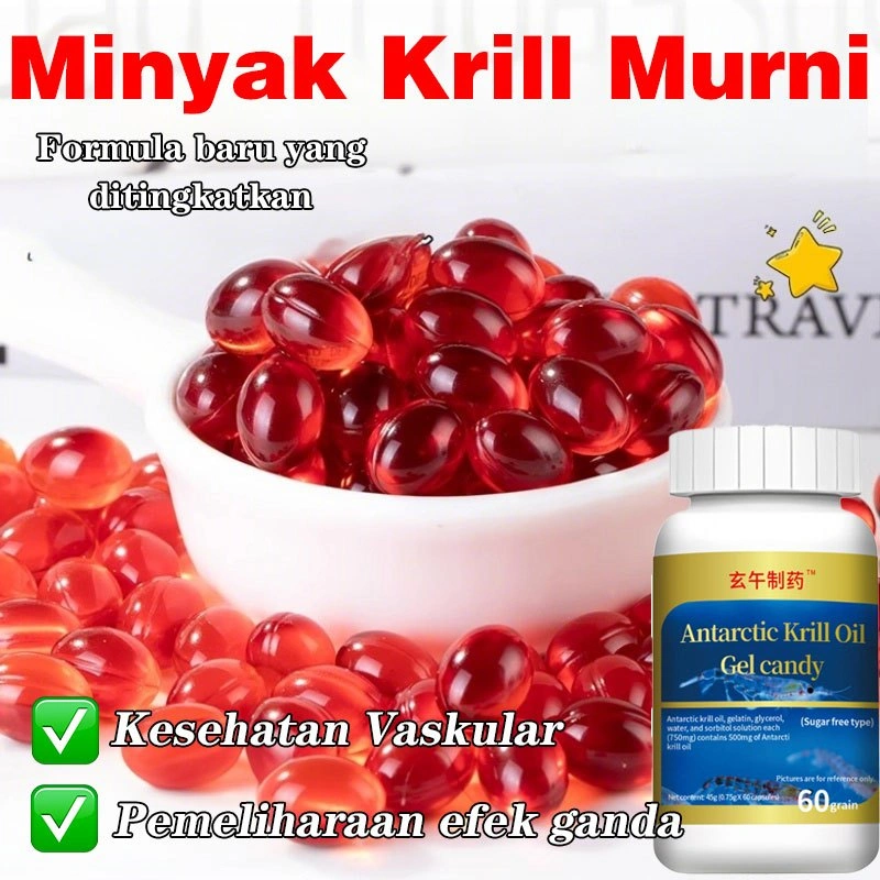✨COD + pengiriman 24 jam✨Beli 1 gratis 1/60 kapsul kapsul minyak krill Antartika/kapsul astaxanthin kesehatan/kapsul suplemen astaxanthin minyak krill Antartika/produk kesehatan minyak krill Omega 3/minyak krill meningkatkan sirkulasi darah