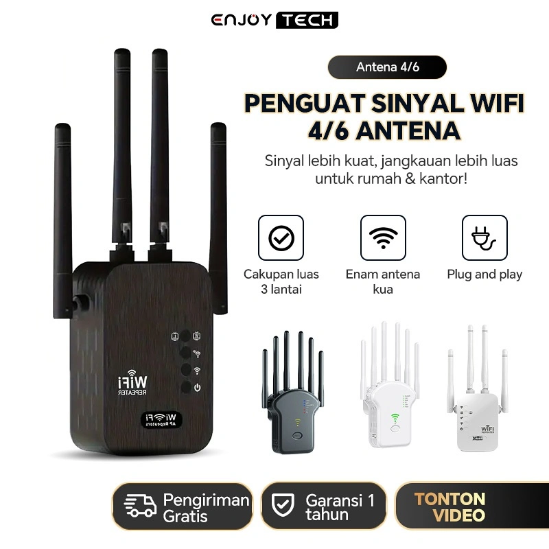MIFI Penguat Sinyal Repeater Jarak Jauh penguat modem Penguat Sinyal WIFI 1500Mbps Dual Band 2.4G 4/6 Antena Penerima Sinyal-Pemancar Sinyal Pemancar Sinyal Pemanjang Jaringan Repeater 5G Nirkabel