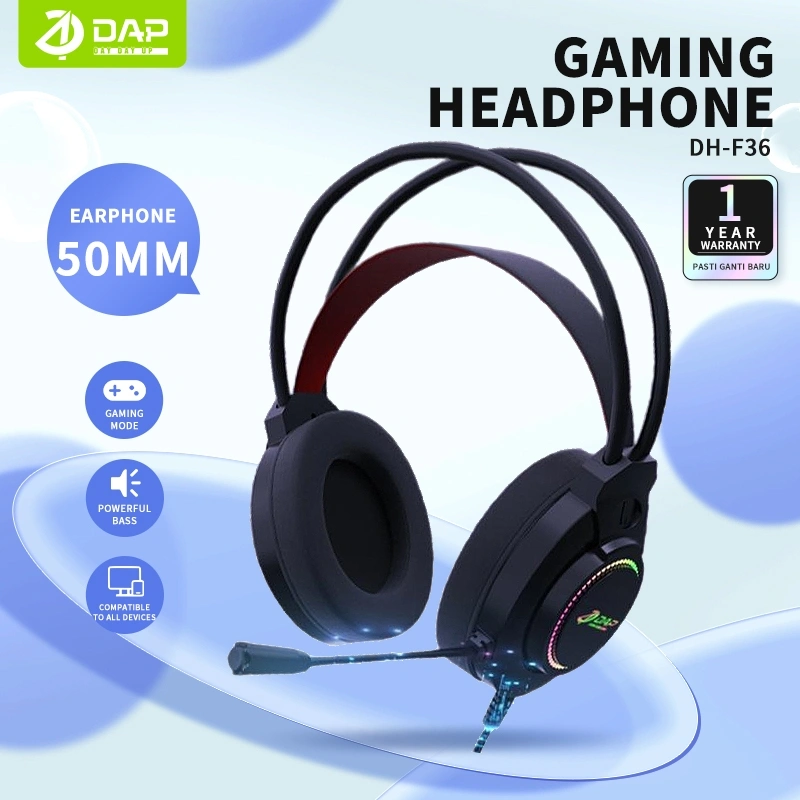 DAP DH-F36 Headphone Wired Gaming RGB Light Effect Support Jack 3.5mm - Garansi 1 Tahun